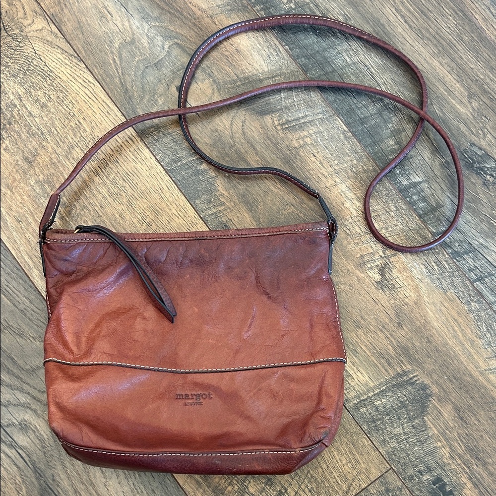 Margot Distressed Sioft Brown Leather Crossbody Bag